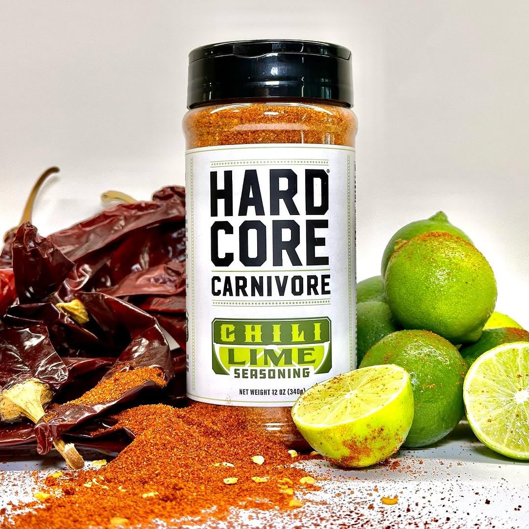 Hardcore Carnivore chili lime shaker on chicken wings adds bright heat.