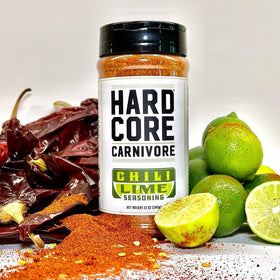 Hardcore Carnivore chili lime shaker on chicken wings adds bright heat.