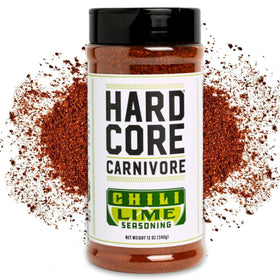 Hardcore Carnivore chili lime shaker adds bold citrus flavor to meats.