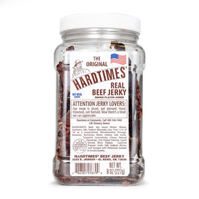 Hardtimes Original Beef Jerky jar label showcases nostalgic flavor and craft