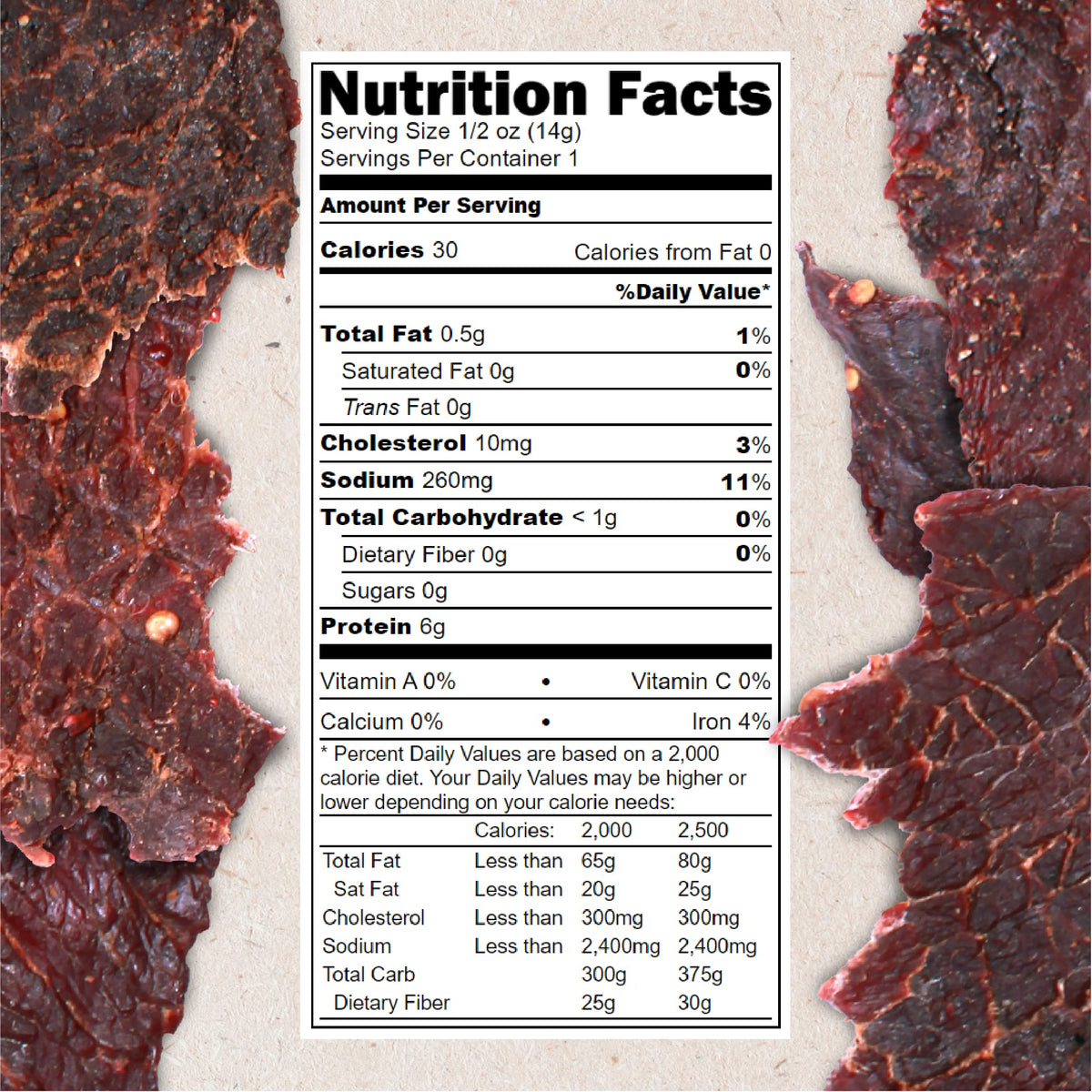 Hardtimes Original Jerky half-ounce can closeup slices, savory texture for satisfying bites.