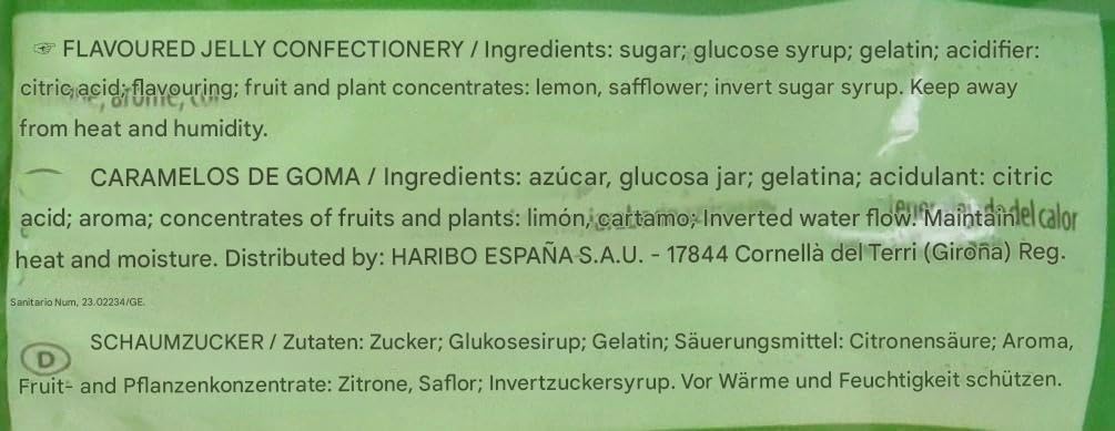 Haribo Bananas yellow candies in pack, lunchbox-friendly.