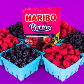 HARIBO Berries red and black gummies offer playful berry flavor for parties.