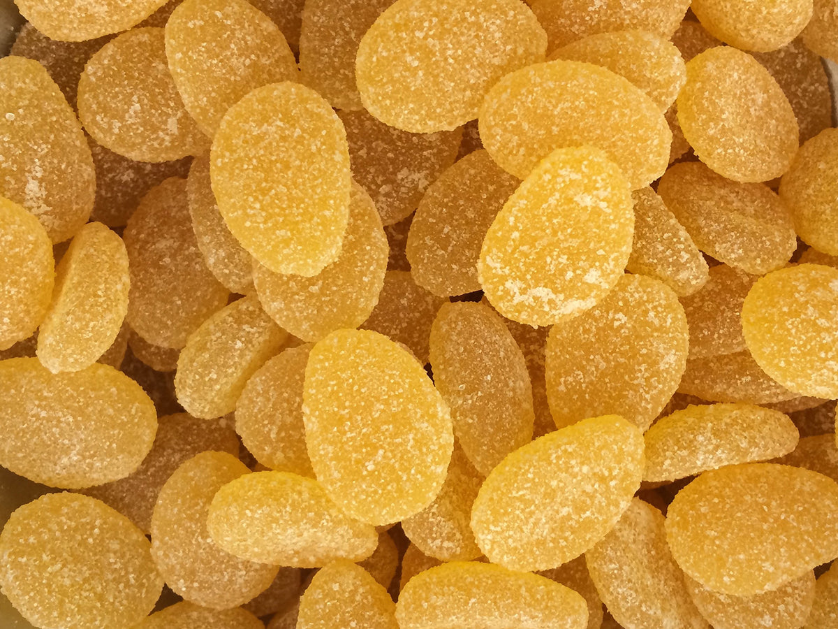 HARIBO Ginger-Lemon gummies label detail emphasizes convenient share-size packaging.