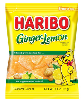 HARIBO Ginger-Lemon gummies pack shot, ideal for sharing at parties and gatherings.