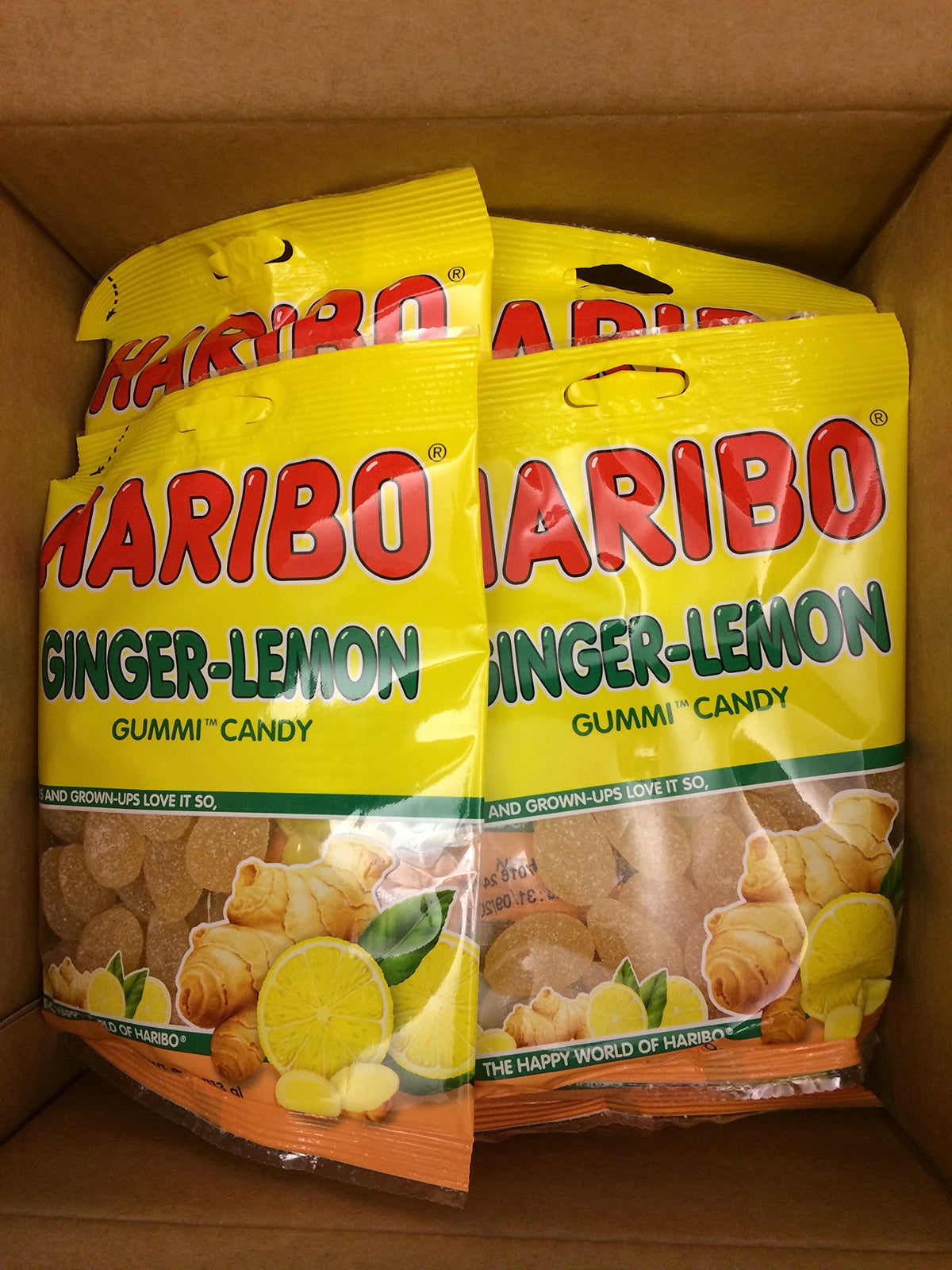 HARIBO Ginger-Lemon gummies variety shot communicates bold flavor pairing.