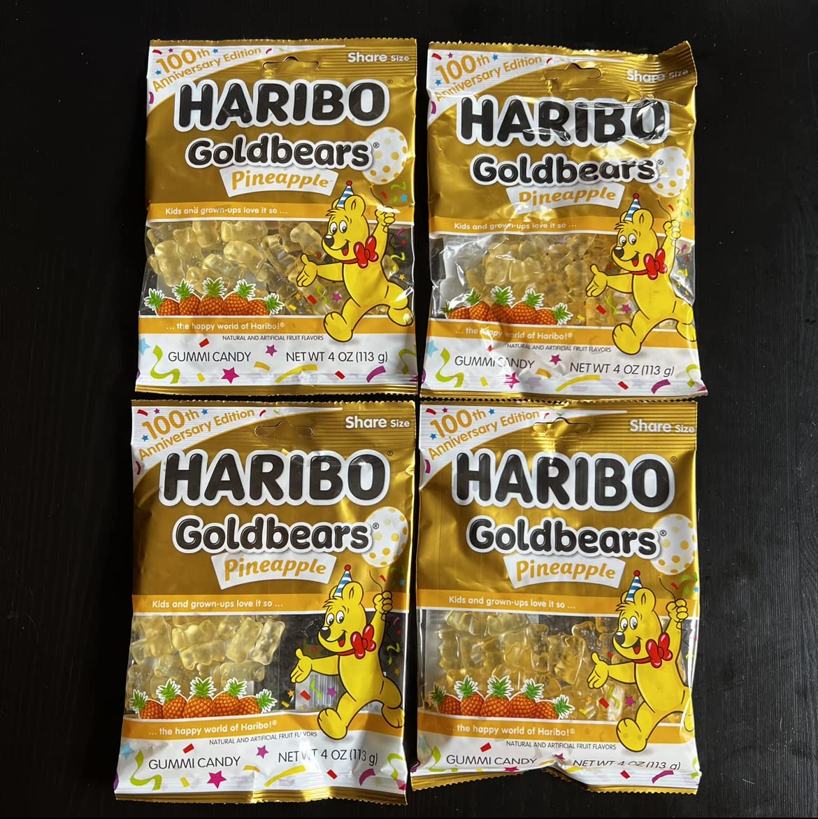 Haribo Goldbears pineapple bears in a 4-ounce pack, ready for sharing