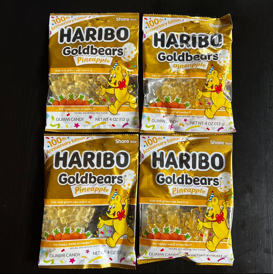 Haribo Goldbears pineapple bears in a 4-ounce pack, ready for sharing