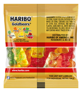 Packaged Haribo Goldbears for on-the-go candy loved by all.