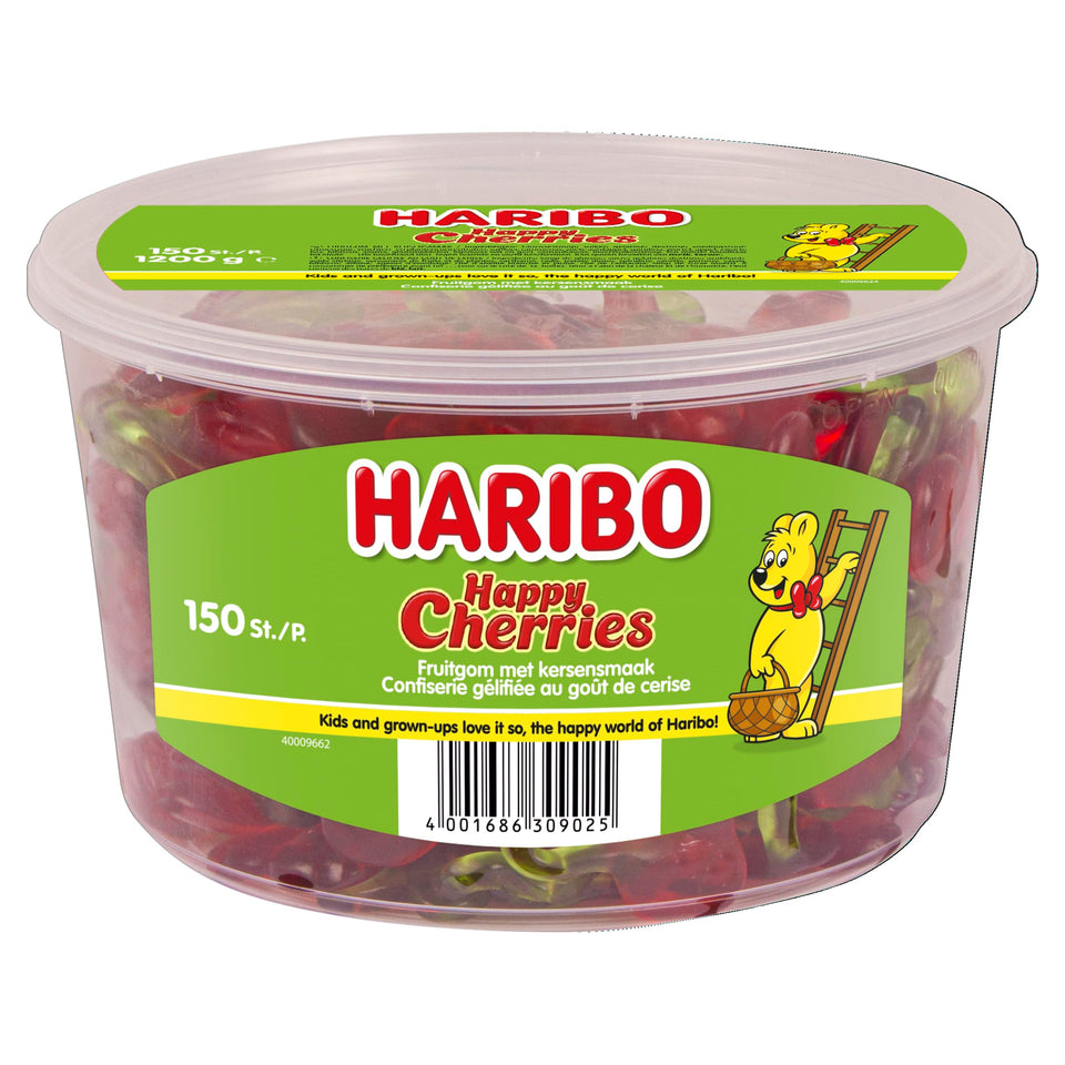 Haribo Happy Cherries bag 1.2 kg — ideal party snack for sharing with friends.