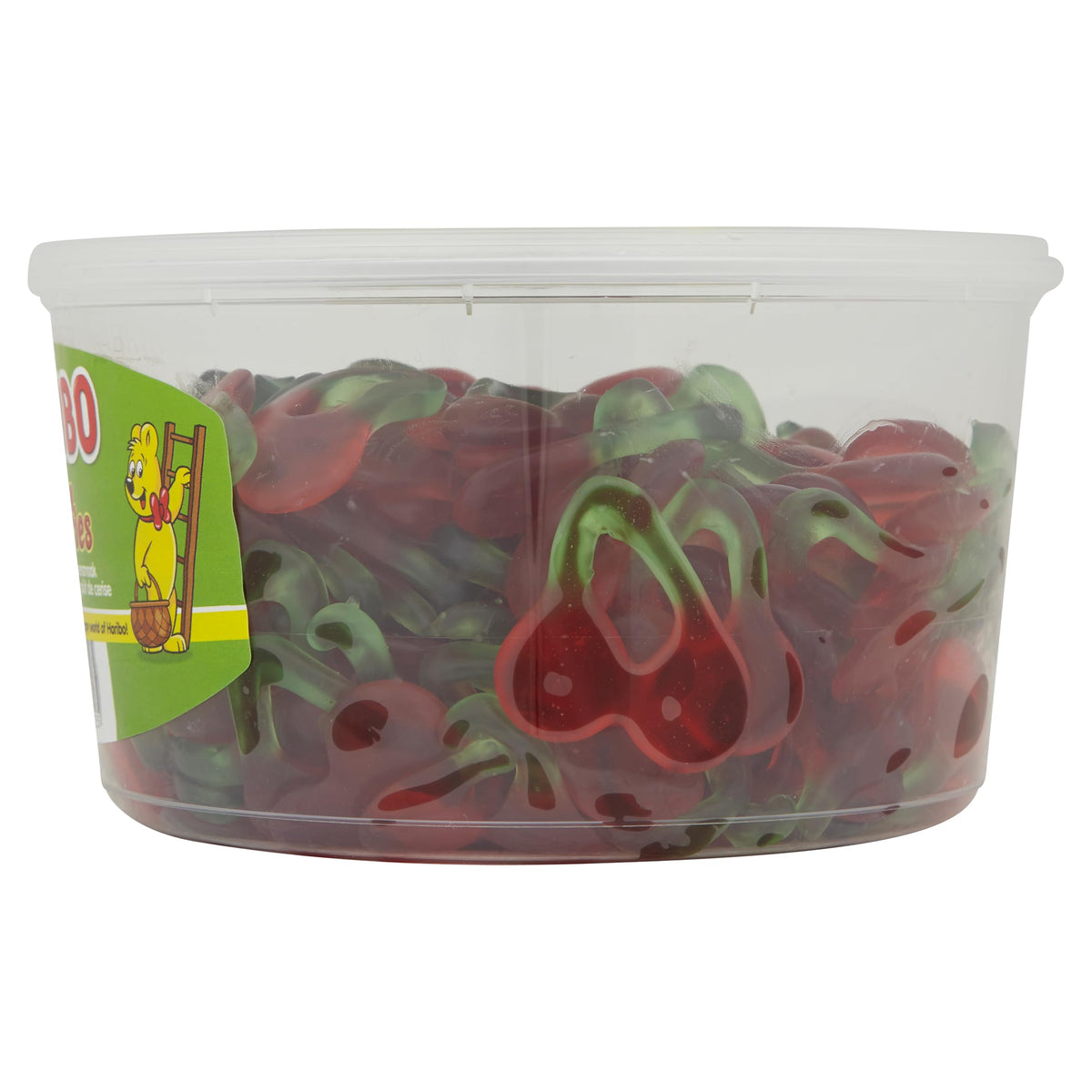 Haribo Happy Cherries close-up of vibrant gummies for movie nights and gatherings.