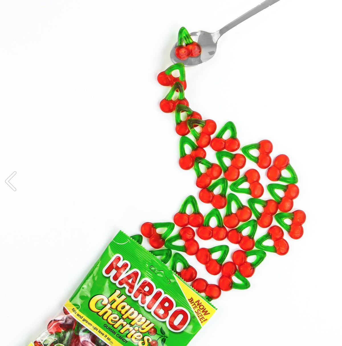 Haribo Happy Cherries packaging-label highlights 5 oz bag and pack of 12.