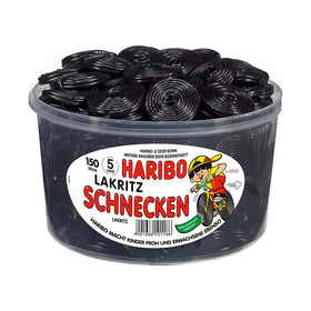 Haribo Licorice Snails 1.5kg pack – chewy wheels for sharing