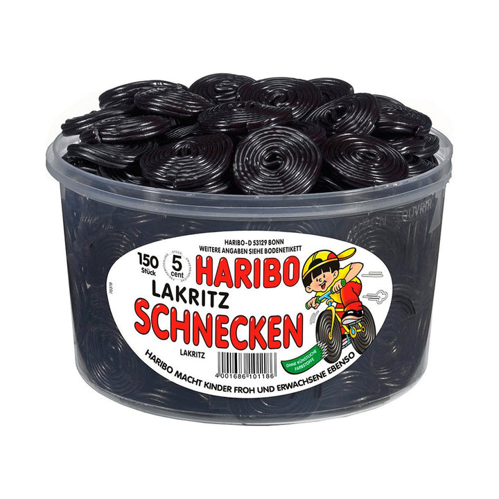 Haribo Licorice Snails 1.5kg pack – chewy wheels for sharing