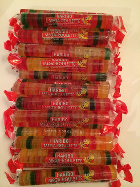 Haribo Mega-Roulette assortment of fruity gummies in a single roll, perfect for sharing