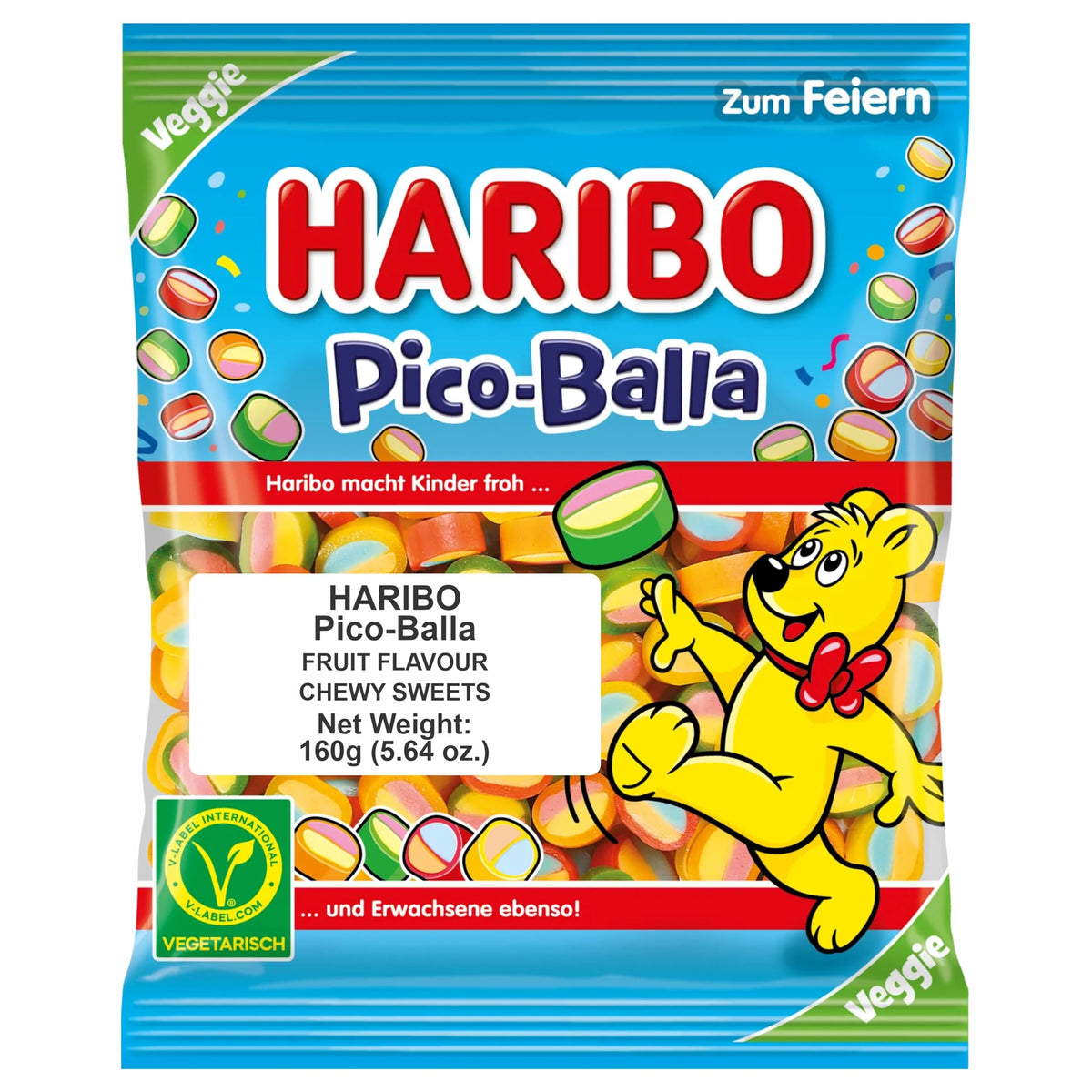 Close-up of Haribo Pico-Balla bright colors and fruity flavors