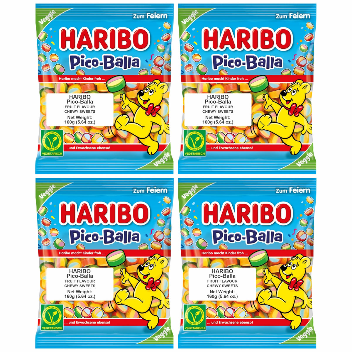 Haribo Pico-Balla pack front with colorful bead gummies for sharing