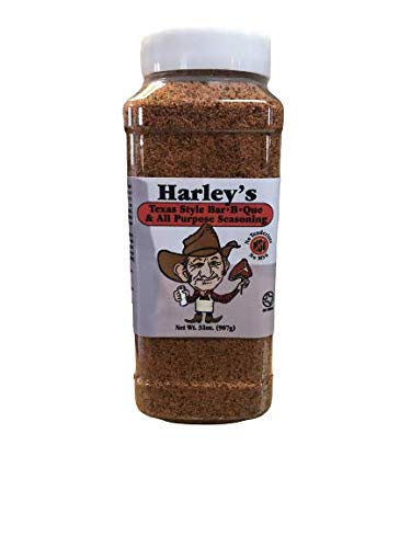 Harley's Texas Seasoning 32oz bottle boosts flavor on meat and seafood.