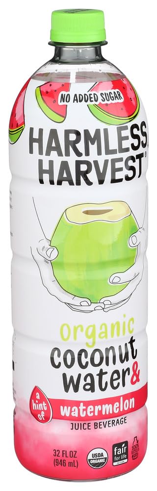 Harmless Harvest coconut water crisp closeup shows pure hydration from coconuts.