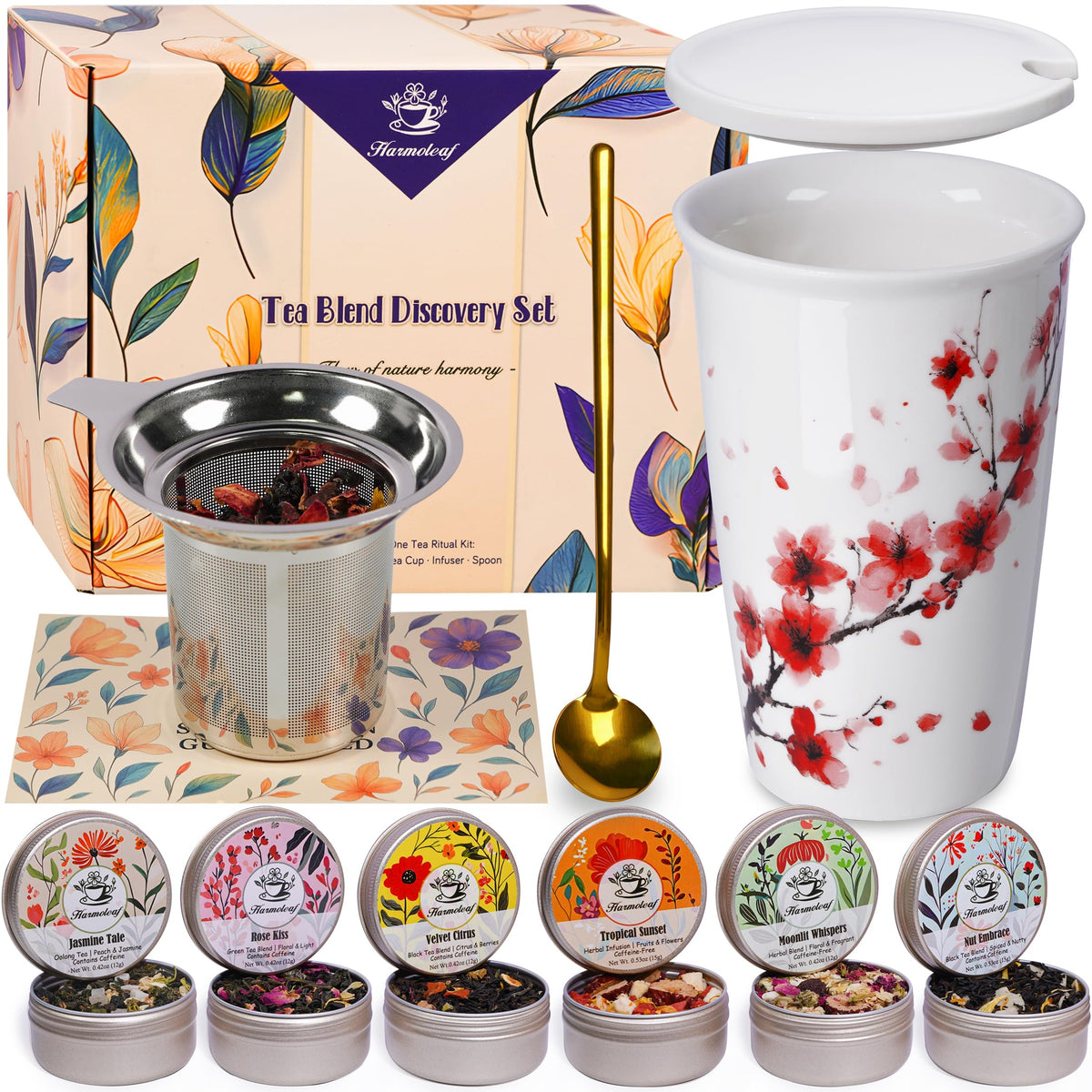 Harmoleaf Tea Gift Set box display, perfect gift-ready packaging for a thoughtful surprise