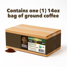 Harmonic Grounds roasted-ground coffee bag reflects in-house craftsmanship since 1984.