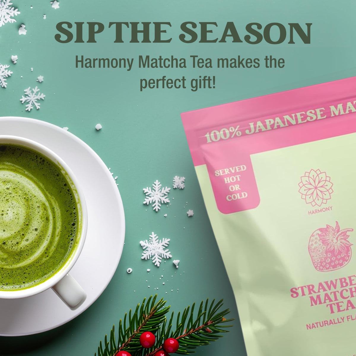 Harmony Proteins Harmony Matcha Strawberry jar closeup preserving freshness with resealable packaging