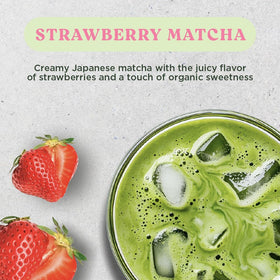 Harmony Proteins iced matcha strawberry glass for refreshing beverages