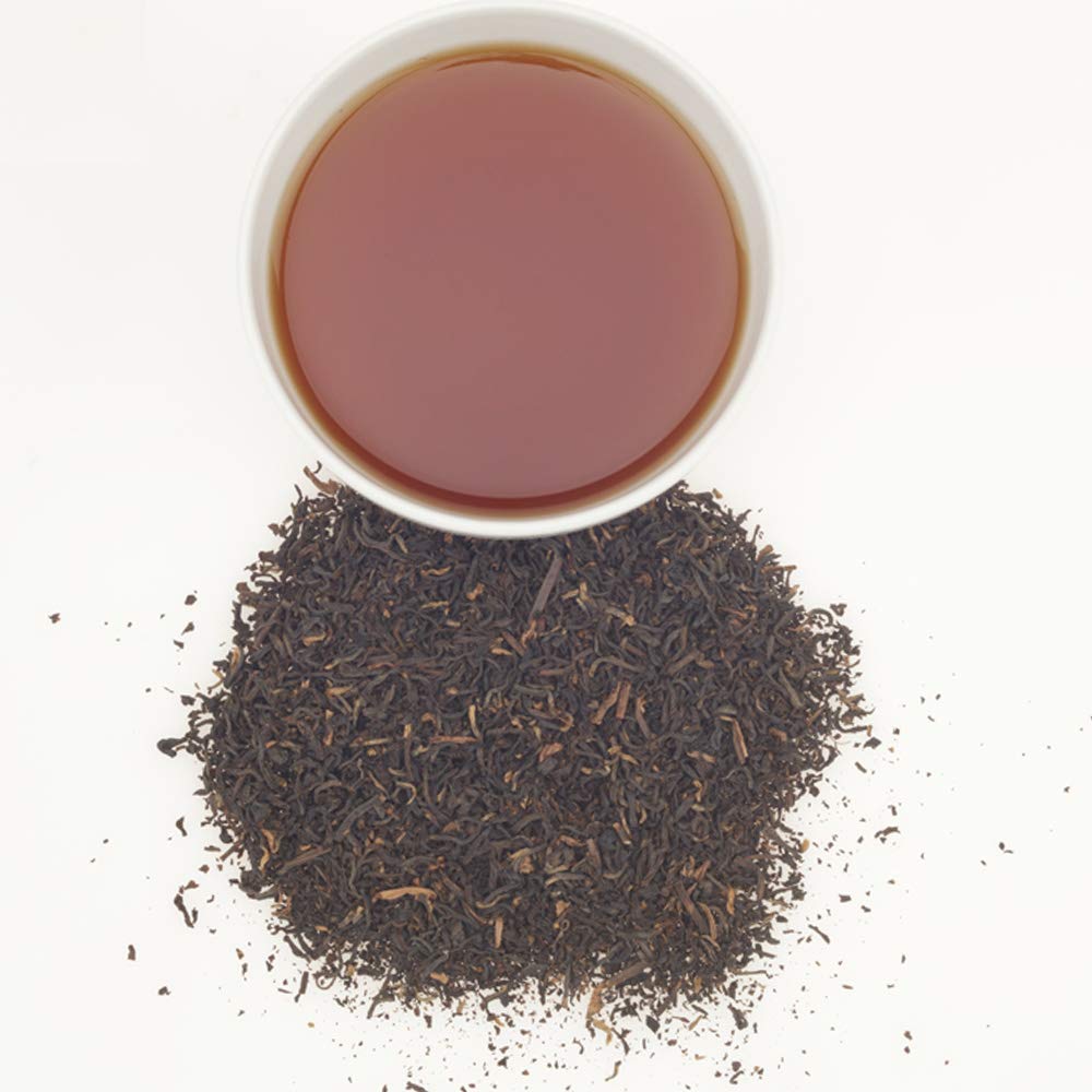 Harney and Sons Decaffeinated Assam loose tea cup showcases a smooth finish suitable for caffeine-free evenings.