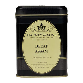 Harney and Sons Decaffeinated Assam loose tea leaf delivers malt-forward flavor, ideal for afternoon tea.