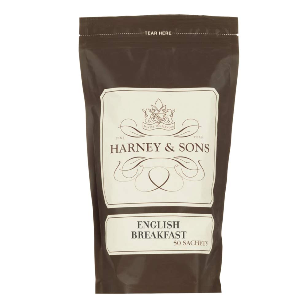 Harney & Sons English Breakfast Tea bag delivers a bold morning pick-me-up.
