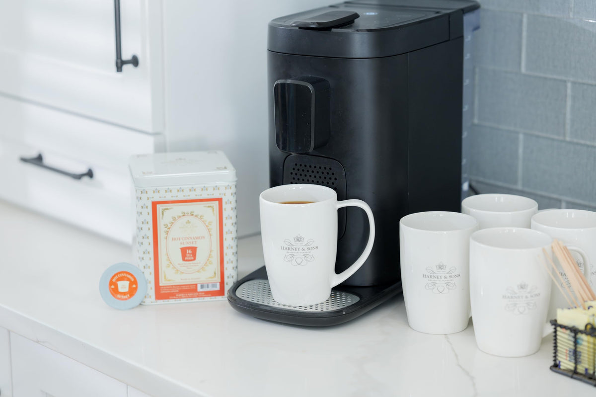 Harney & Sons Hot Cinnamon Sunset tea pod ready for Keurig brewing