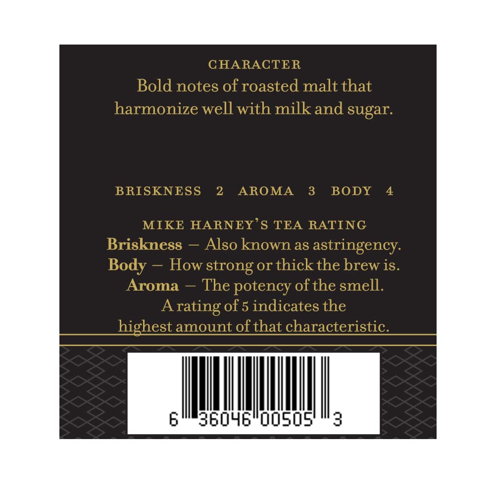 Harney & Sons Irish Breakfast Tea brewed in a cup, bold and flavorful.