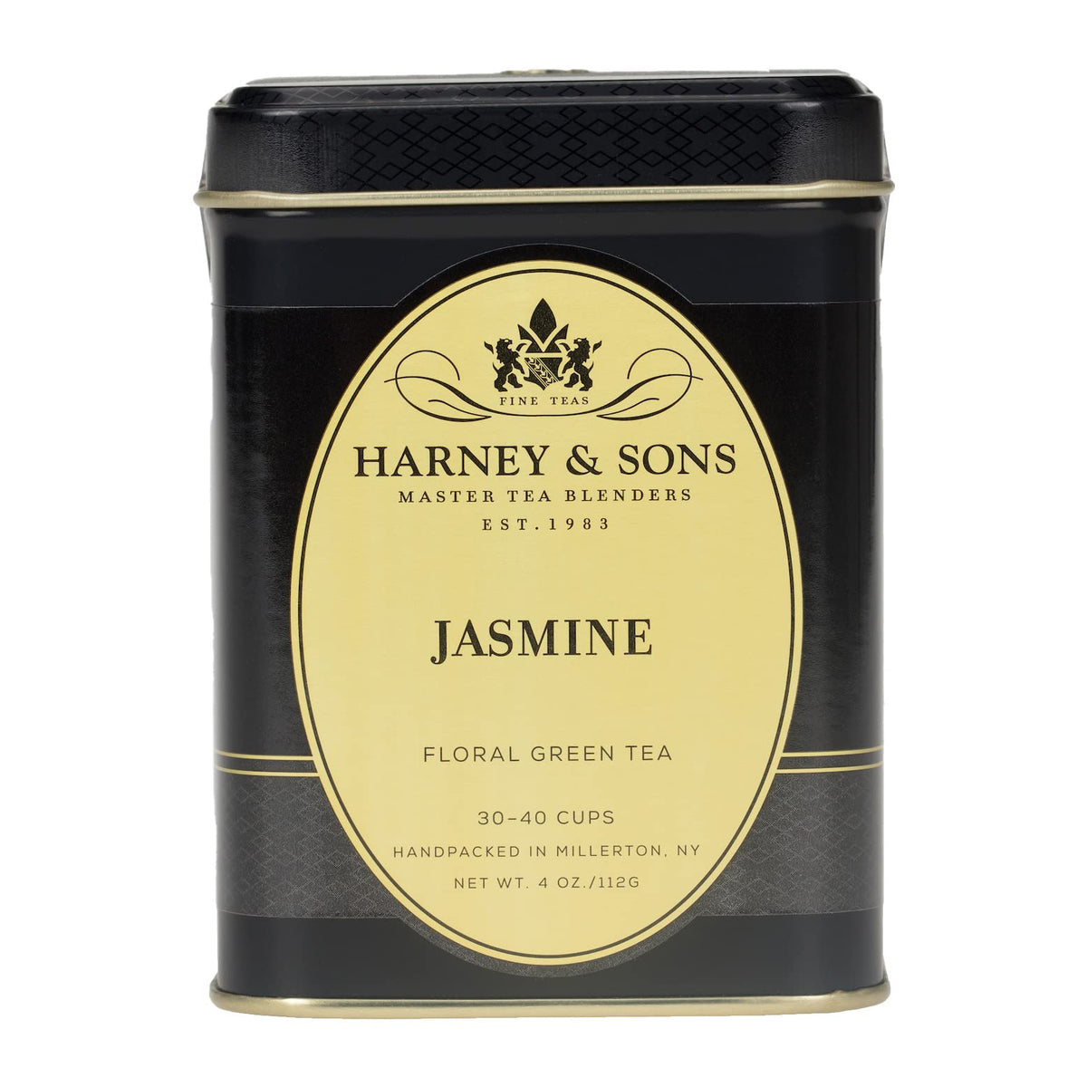 Harney & Sons Jasmine tea steeping in a cup, inviting floral aroma.