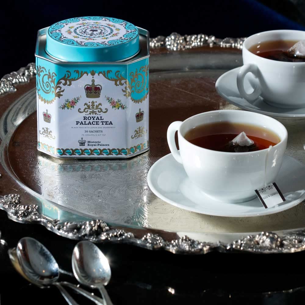 Harney & Sons Royal Palace Tea sachet closeup emphasizes refined brewing aroma