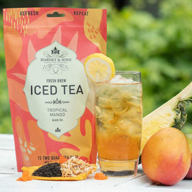 Harney & Sons Tropical Mango pitcher of tea, convenient for serving over ice