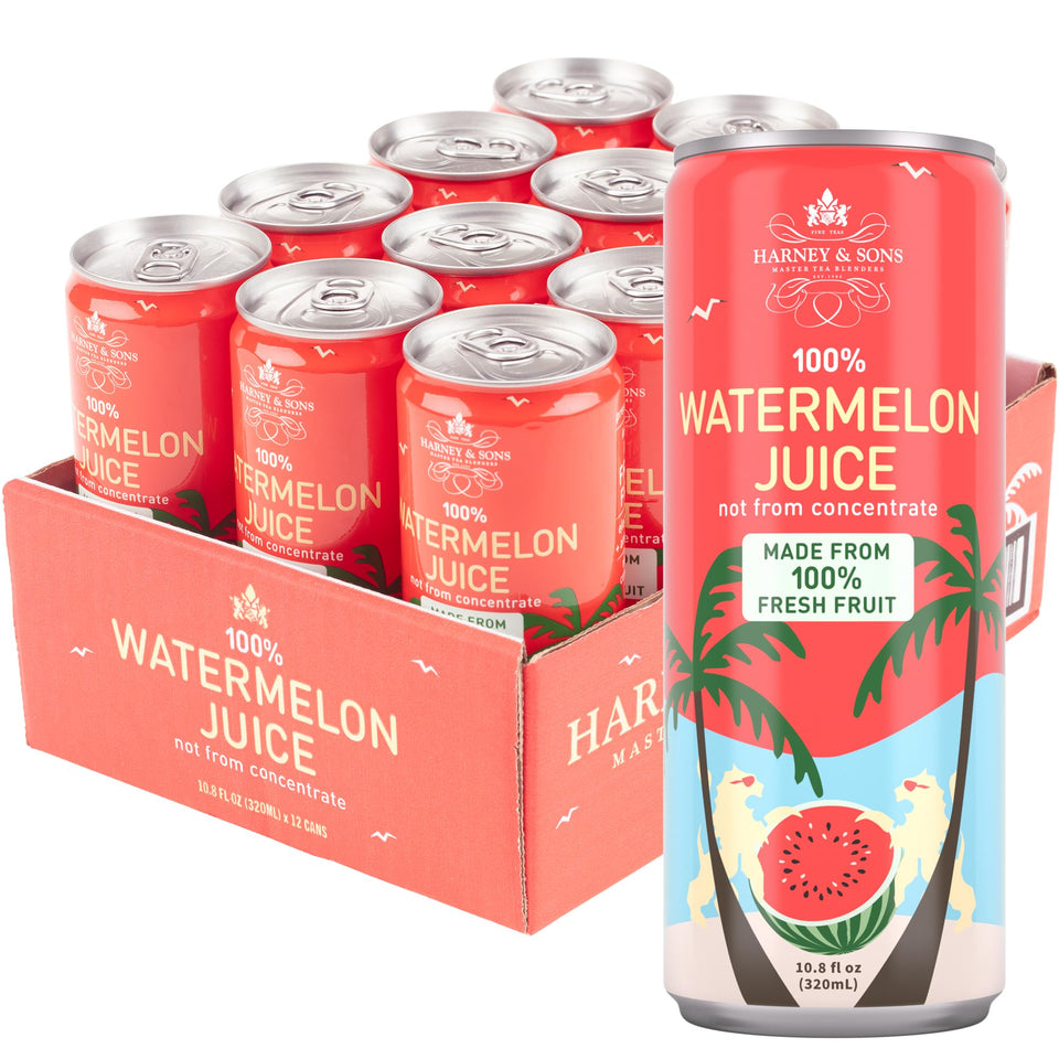 Harney & Sons Watermelon Juice 12-pack front view for on-the-go refreshment.