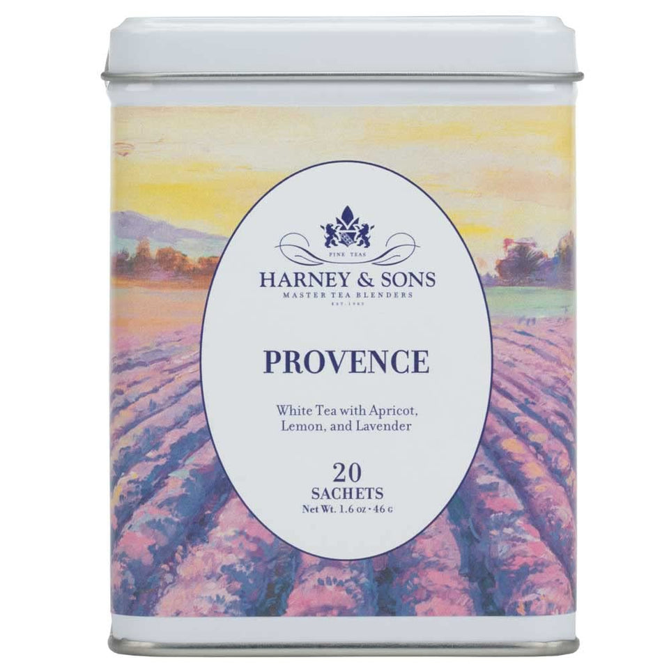 Harney & Sons Provence tea tin packaging, ideal for gifting.
