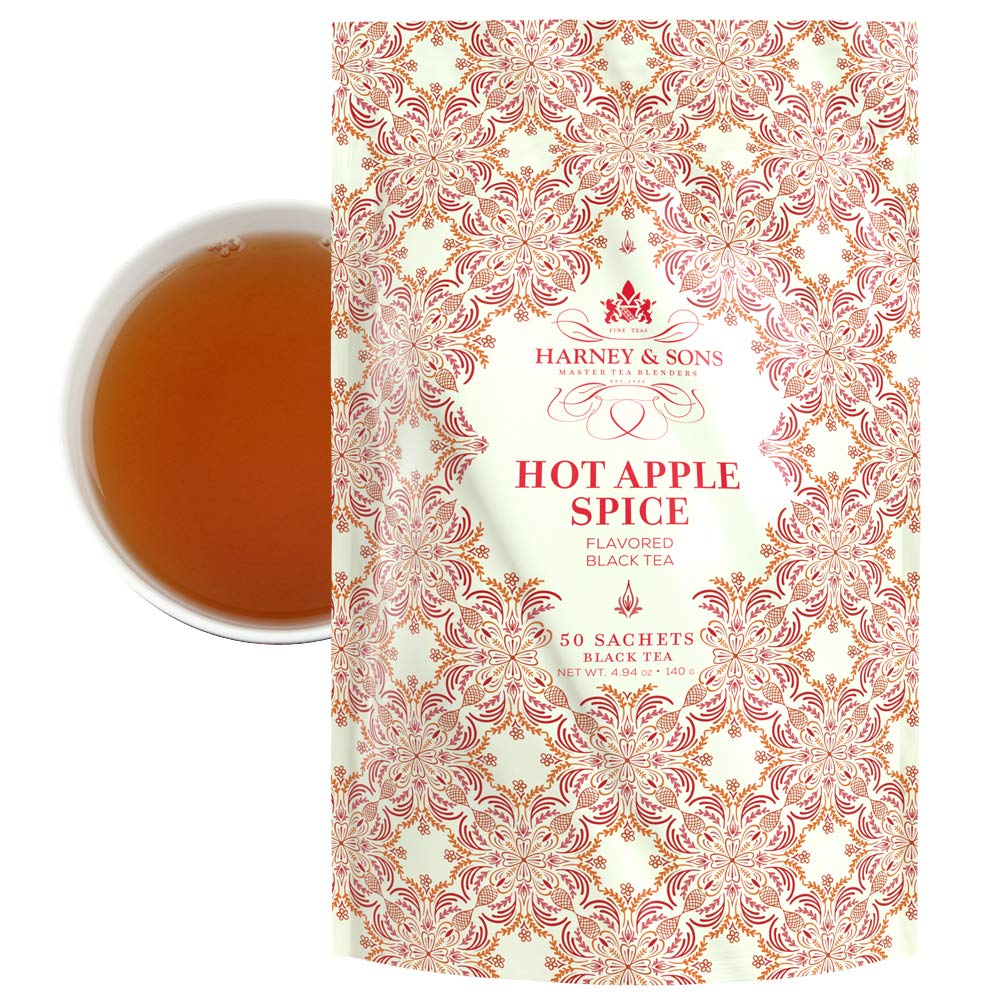 Harney & Sons Apple Spice tea sachet ready to brew a comforting autumn cup.