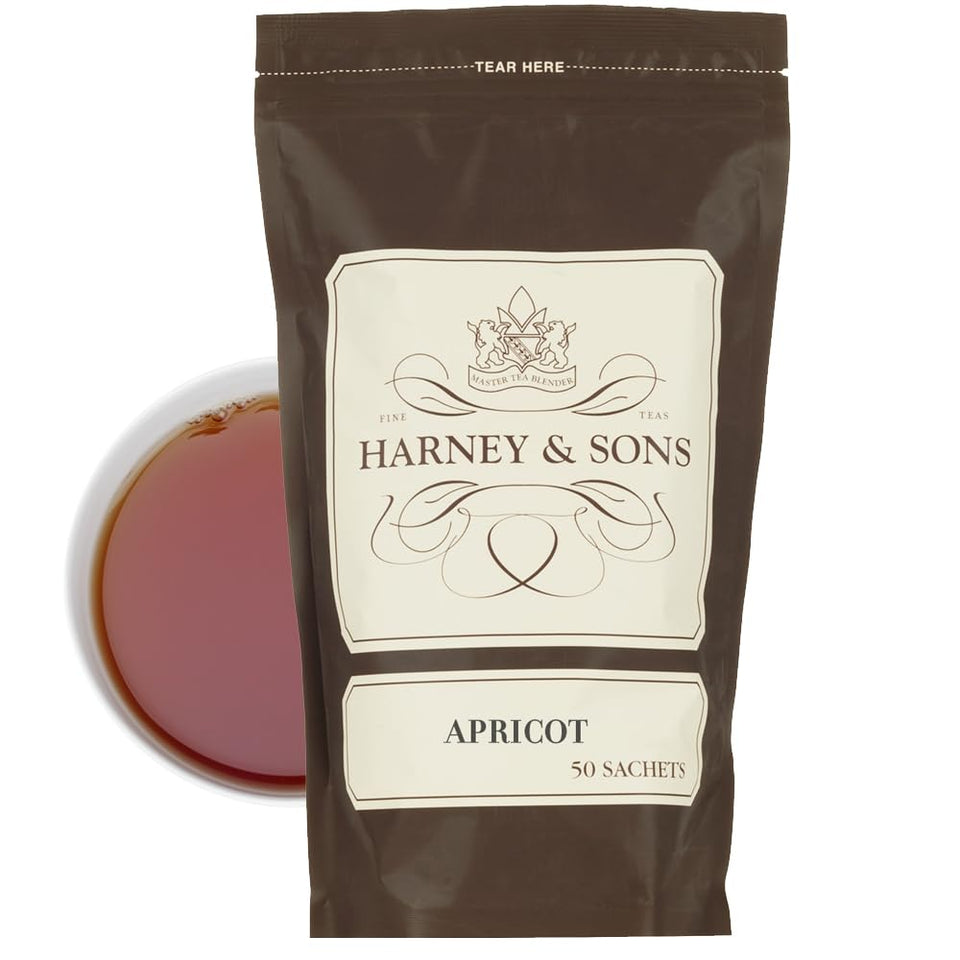 Harney & Sons Apricot Tea sachets for easy hot or iced fruity black tea