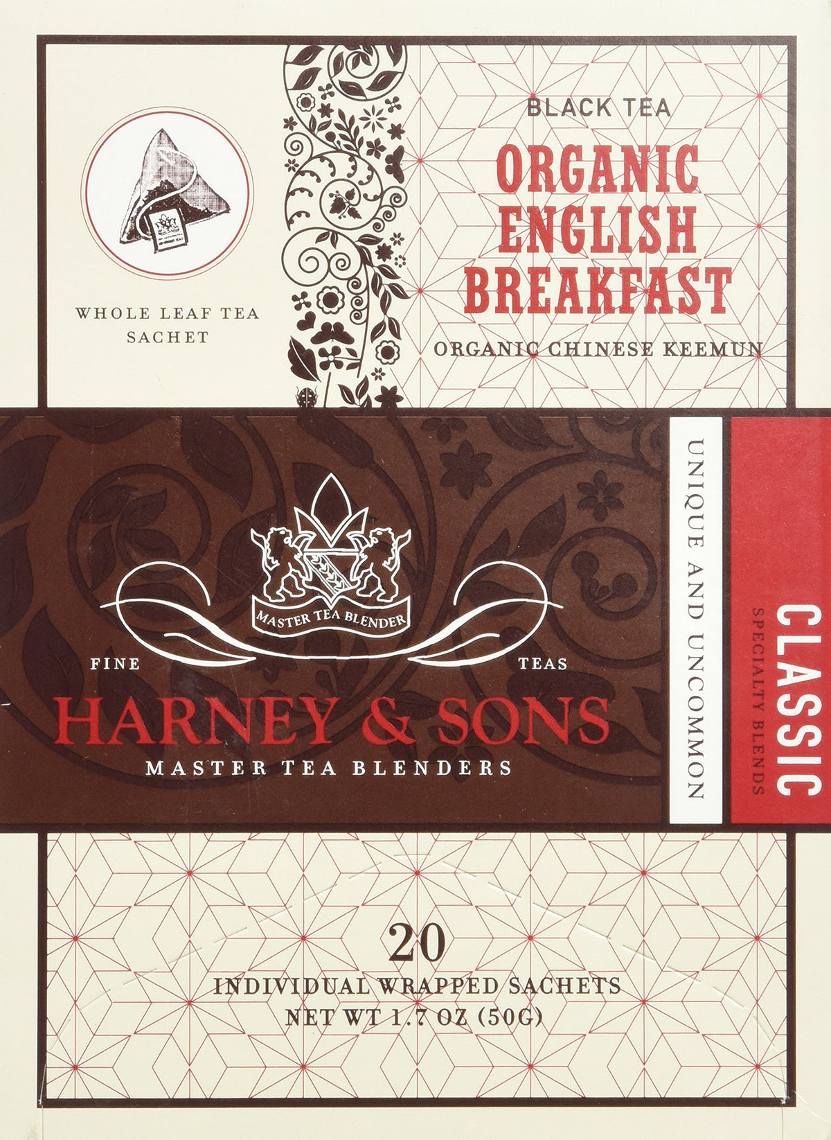 Harney & Sons Biological English Breakfast tea sachets for a smooth morning cup