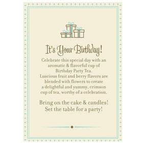 Harney & Sons Birthday Party Tea fruit and berry flavors for festive aroma.
