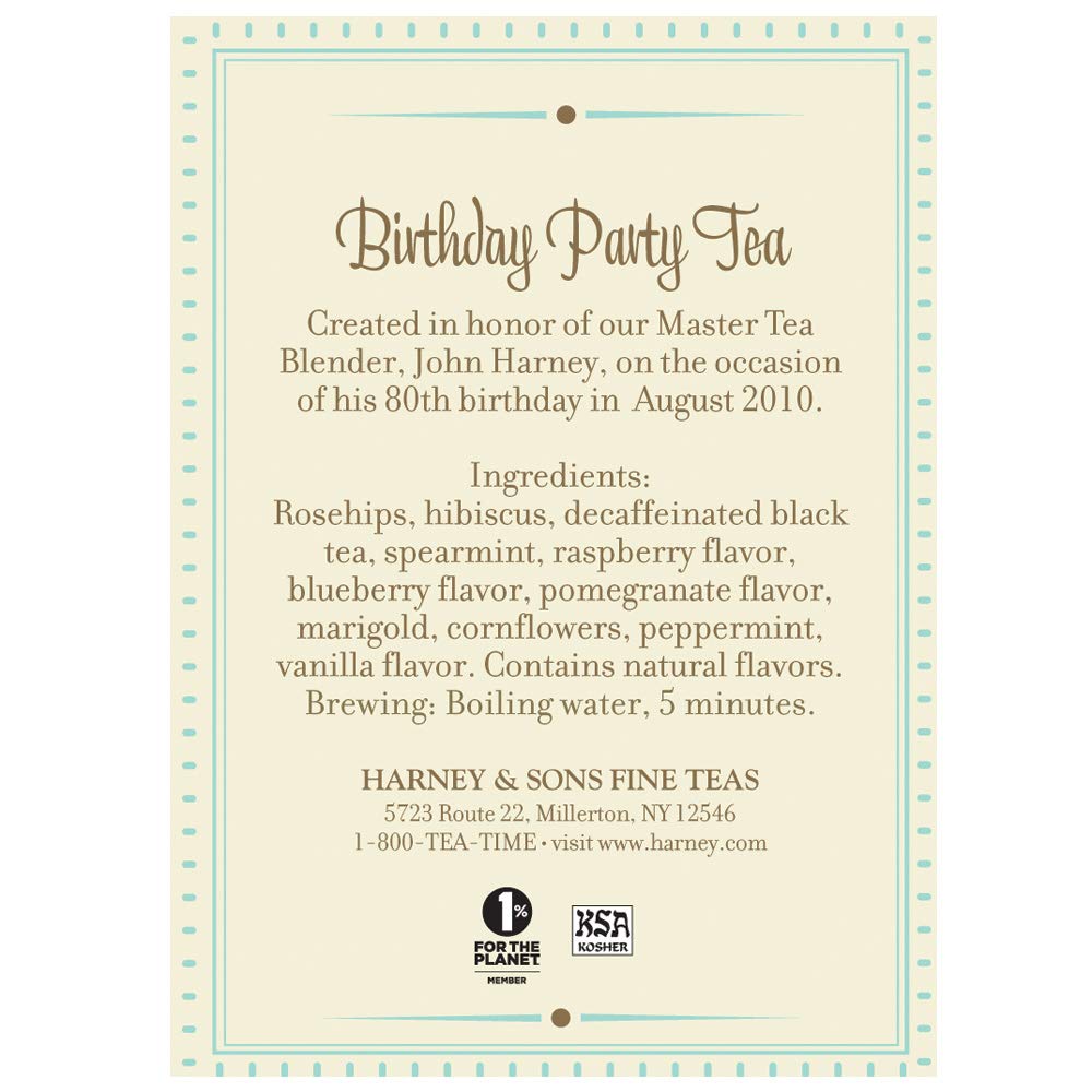 Harney & Sons Birthday Party Tea being poured for celebrations.