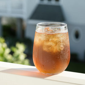 Cup of Harney & Sons Black Currant Tea ready to enjoy hot or iced.