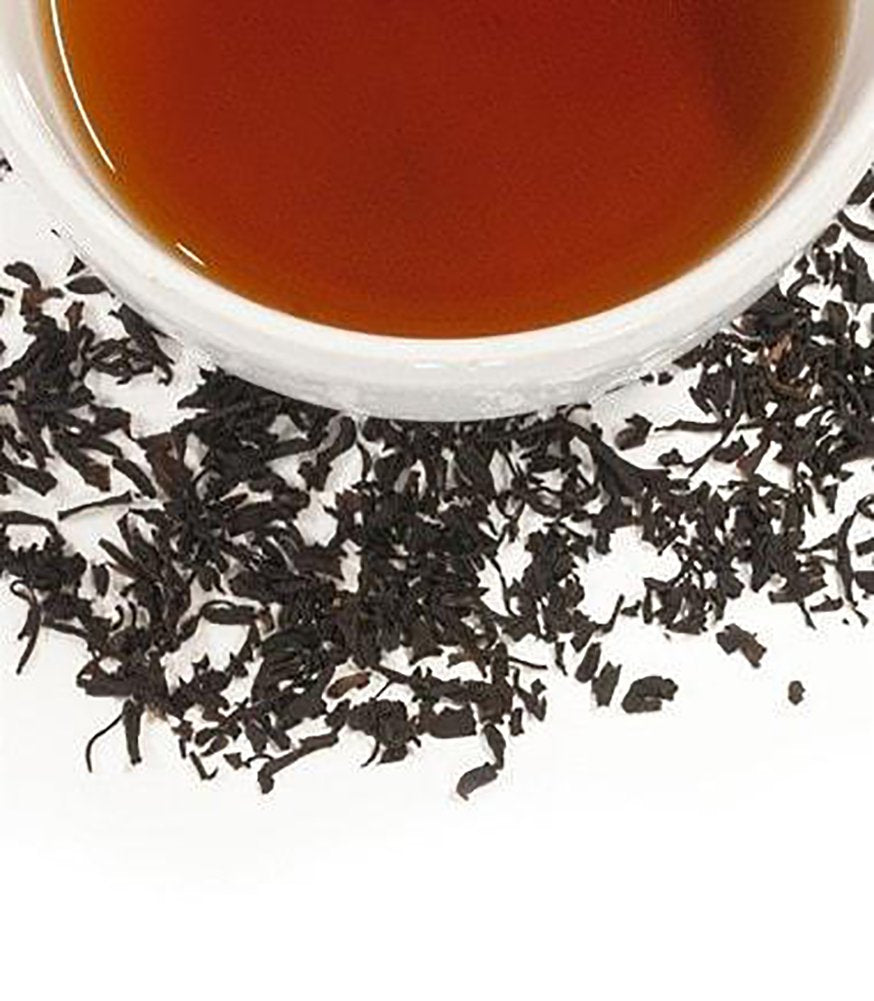 Harney & Sons Black Currant Tea cup ready for a refreshing hot or iced beverage.