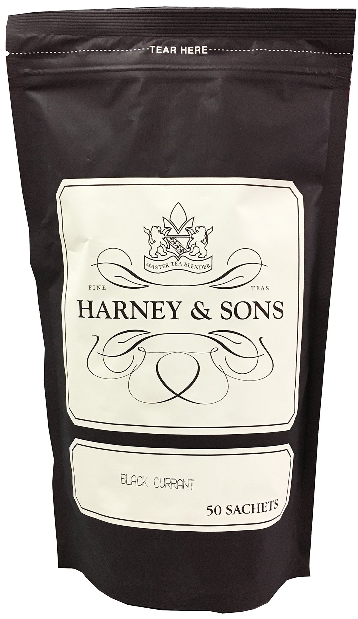 Harney & Sons Black Currant Tea sachets in bulk bag for easy brewing.