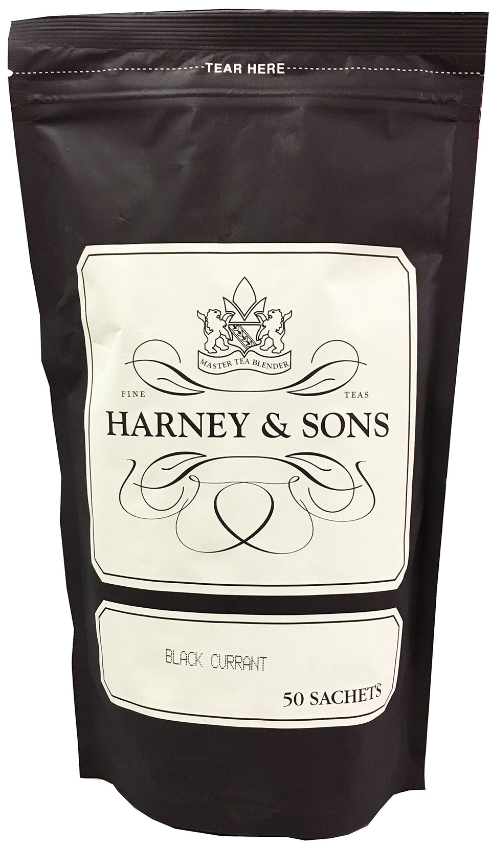 Harney & Sons Black Currant Tea sachets in bulk bag for easy brewing.