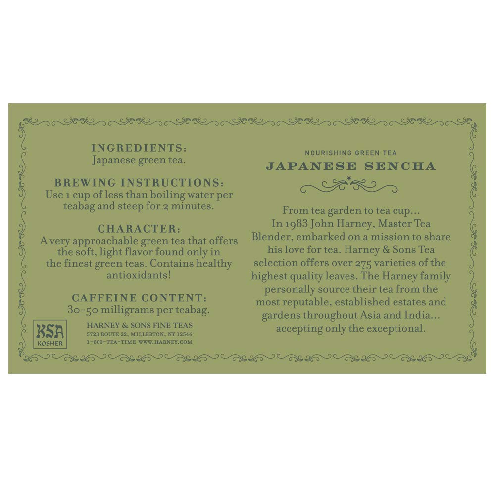 Harney & Sons tea cup with brewed Sencha demonstrates a quick, smooth daily cup.