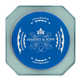 Harney & Sons Celebration packaging highlighting sustainability and premium flavor.