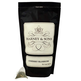 Harney & Sons Cherry Blossom Green Tea cup, refreshing spring aroma with cherries