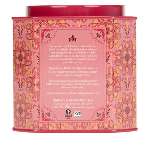 Harney & Sons Cranberry Autumn tea cup showcases a rich aroma